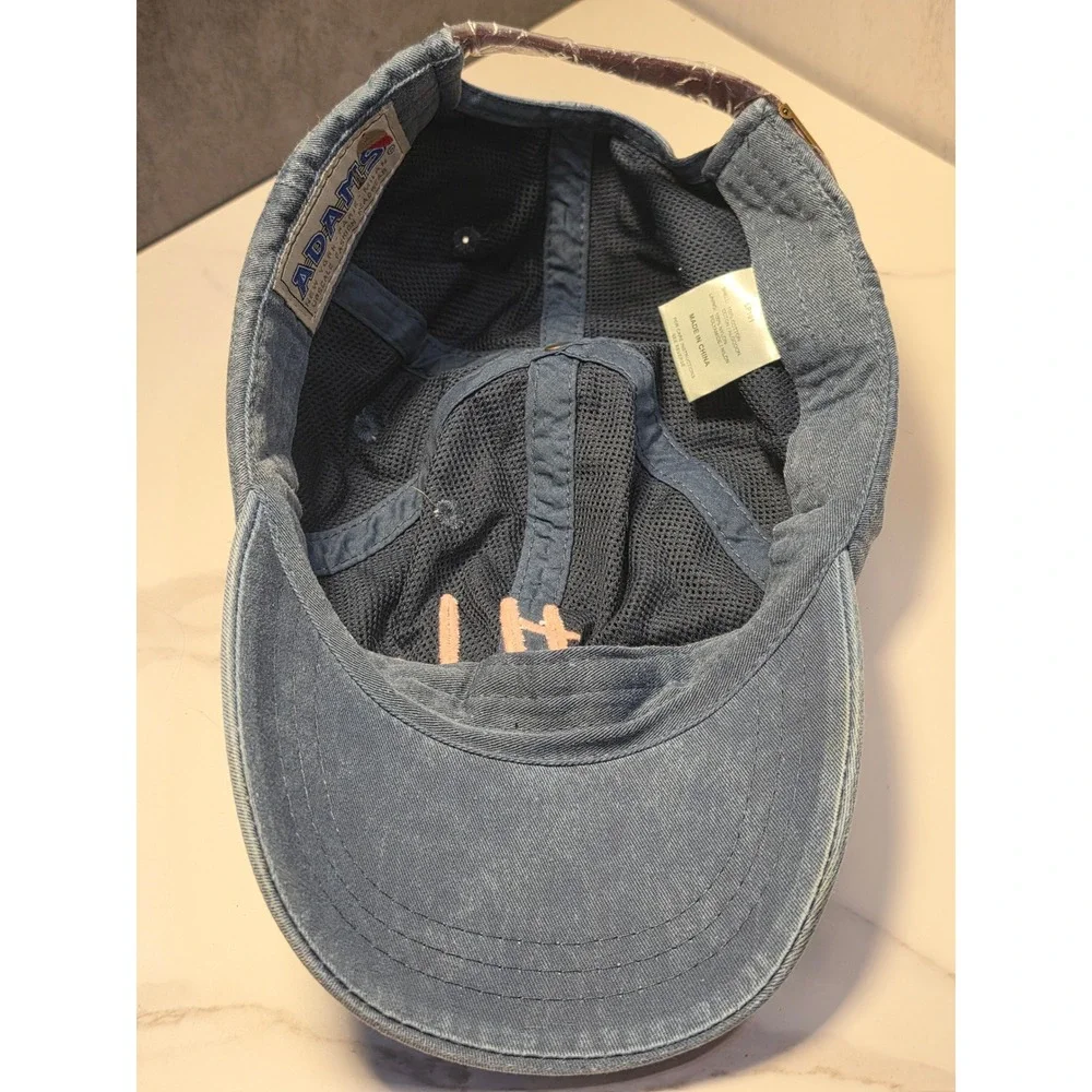 Adams Westlake Blue Denim Baseball Cap Pink Embroidered Dad Hat LP101